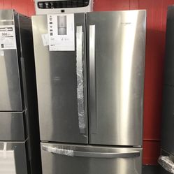 New Scratch And Dent Whirlpool 25 Cu Ft Stainless Steel French Door Fridge. 1 year Warranty 