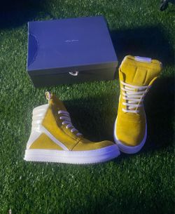 Rick Owens Yellow Suede High-Top Sneakers