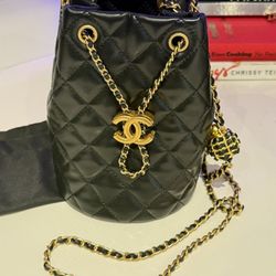 Black/Gold CC Bucket Bag 