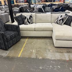 Beautiful Chaise And Sectional Plus FREE Swivel Accent Chair