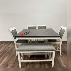 6 Pc Counter Height Dining Table Set