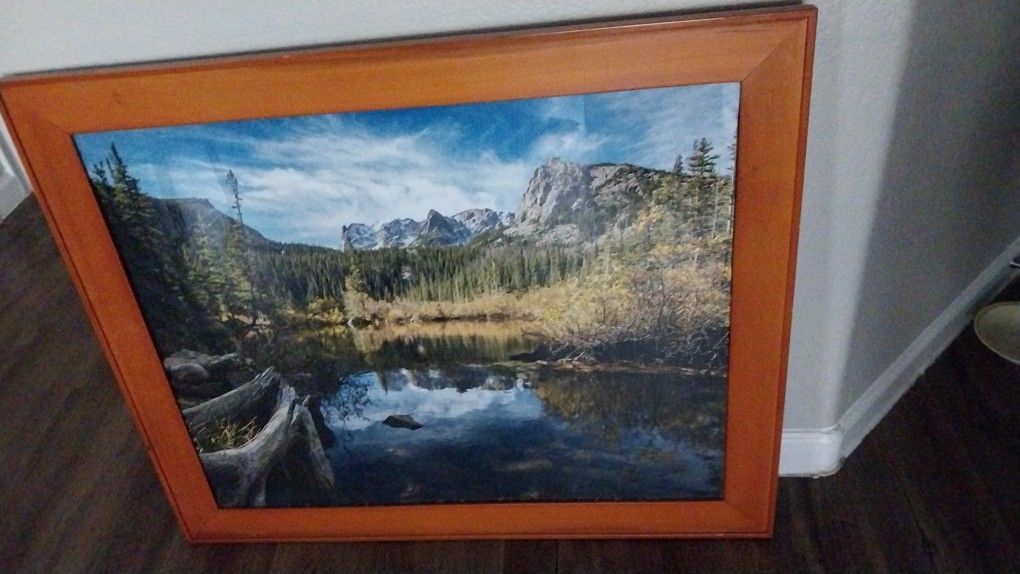 29 X 35 NICE WOOD FRAME WITH PHOTO