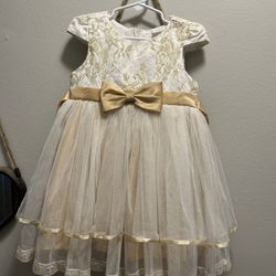 2-3t cream and gold dress