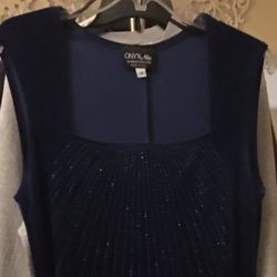 Dress Long In Blue Velvet.