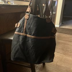 Big Brown And Black Satchel Bag