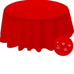 BYDOLL Table Cloth Round 30 Inch Tablecloth Fits Max20 Inch Diameter Top,Red Washable Outdoor Winkle and Stain Resistant Spillproof Polyester T