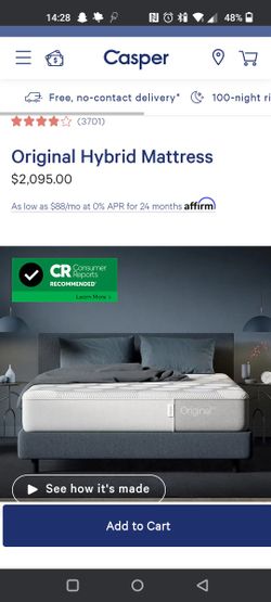 Luxury Casper Original Hybrid King Mattress