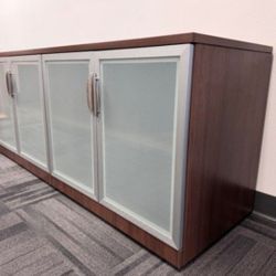 Elegant Glass Front Storage Credenza 