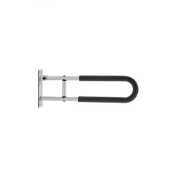 Toilet Safety Rail, 23.8 Inch U-Shaped Handicap Grab Bar, Foldable Senior Safety Pole, Flip Up Toilet Grab Bar with Anti-Slip Support Handle, 300 Lb L