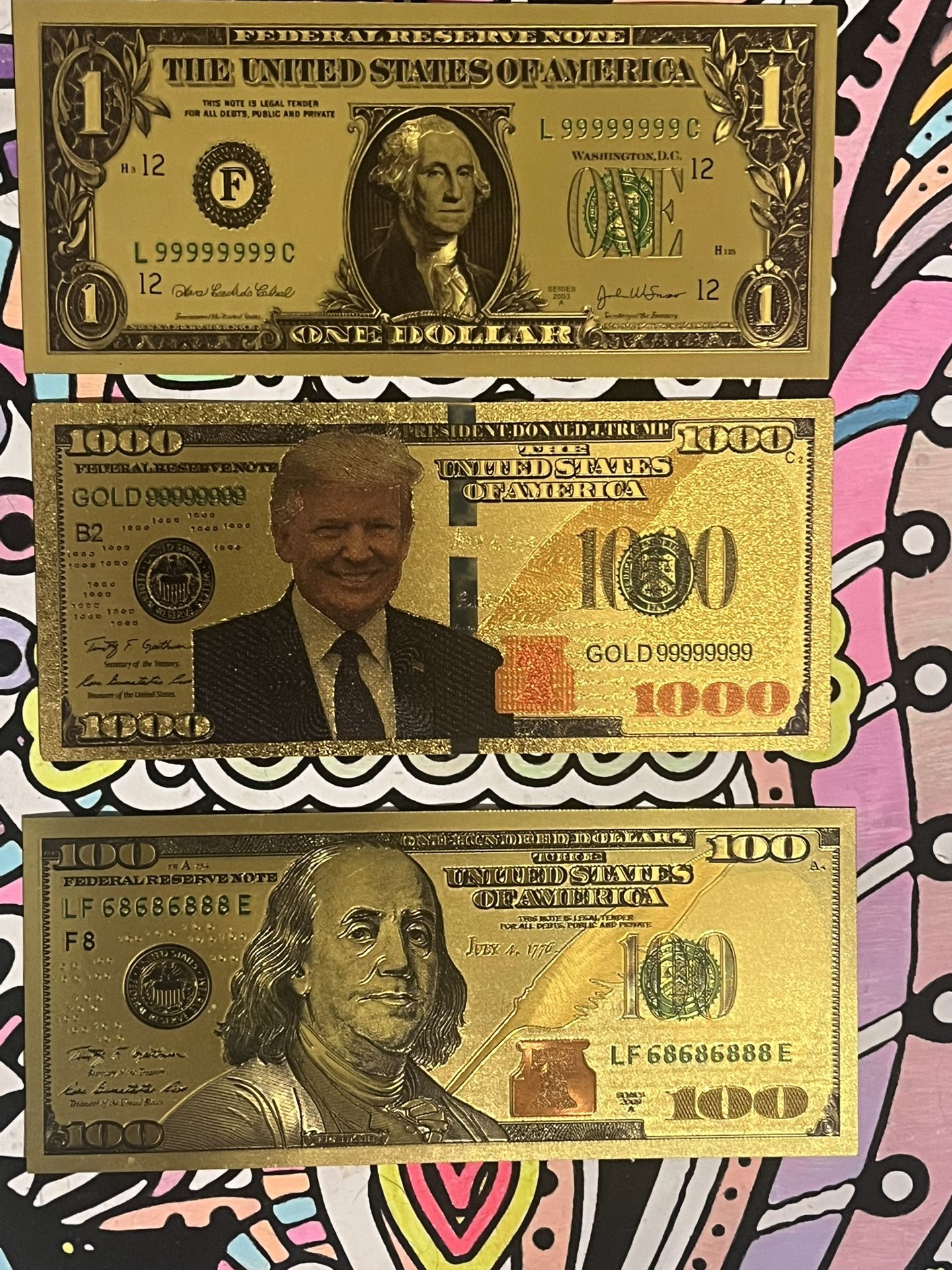3 Different Gold Foil Bills