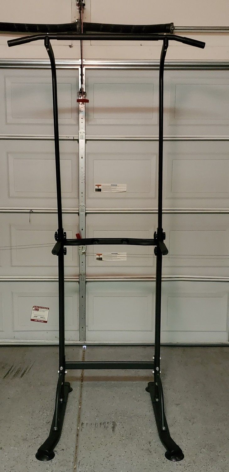 Home Power Tower Pull Up Bar and Dip Station Adjustable Height Dip Stand Multi-Functional Strength Training Fitness Workout Statio