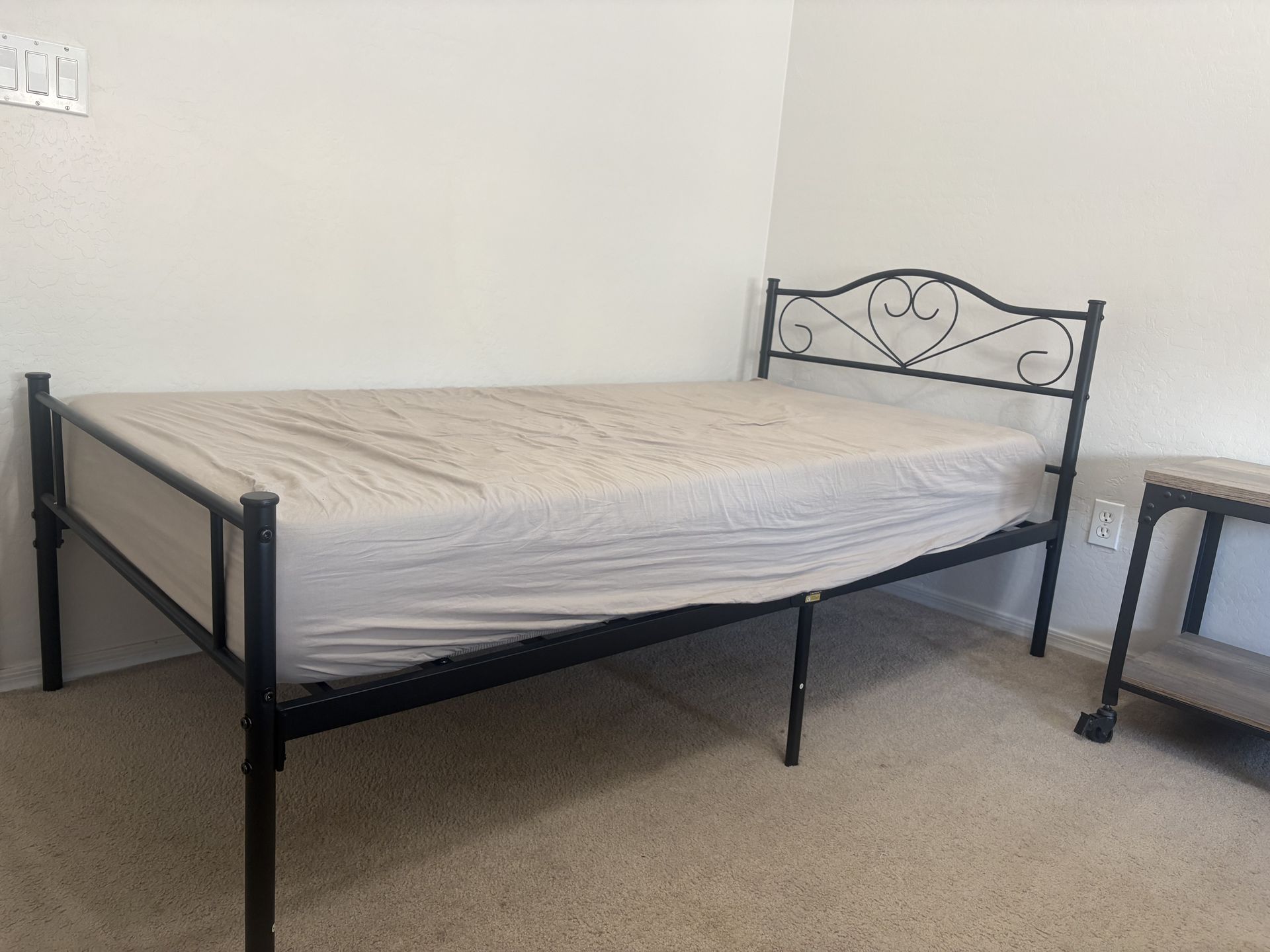 Cute twin bed with memory foam mattress ASAP