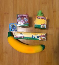 Banana, Pineapple, Butter, Dice Sunny Days Squeeezy Squishy