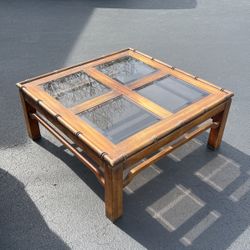 Elegant Wooden Coffee Table w/ Glass Panes