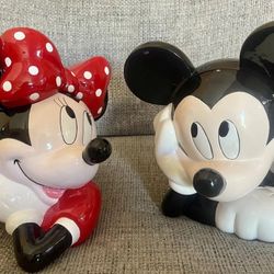 Vintage Vintage Mickey / Minnie Mouse Cookie Jar Porcelain Disney Treasure Craft 90’s