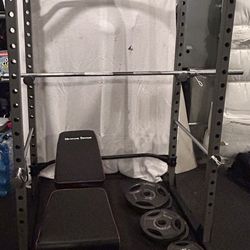 Squat Rack With Bench And Weight Set