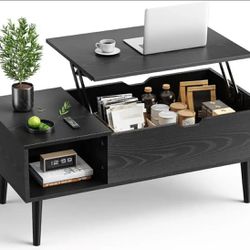 Lift-Top Coffee Table with Hidden Storage and Side Drawer for Living Room Office