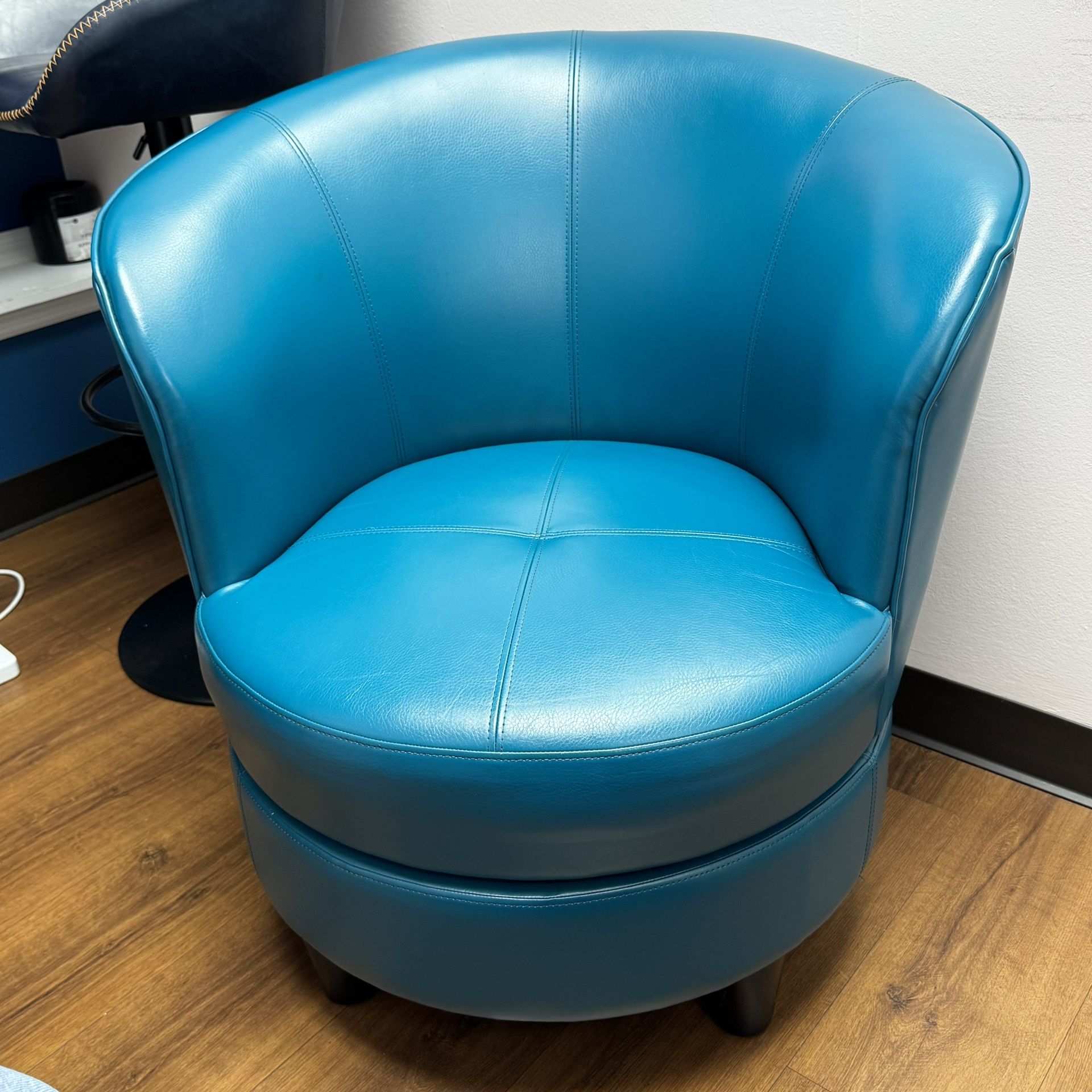 Rebecca Swivel Accent Chair – Teal Bonded Leather – Grandin Road