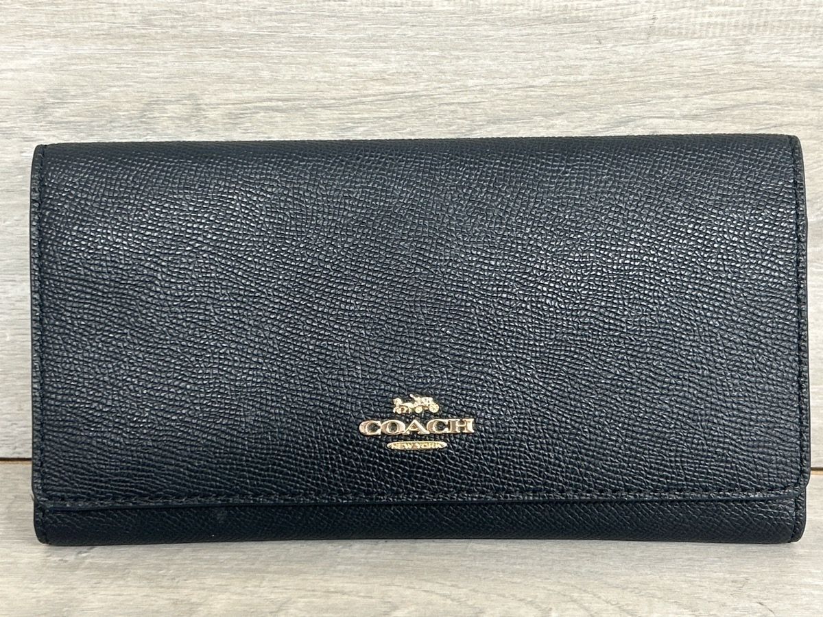 Coach Slim Trifold Wallet Black Leather(PO1021957)