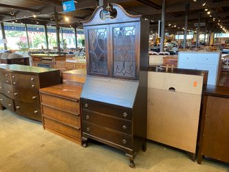 ROCKFORD Locking Vintage Secretary Desk Hutch w/ Key