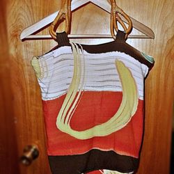 NWOT - Handmade Large Batik Tote Bag with Rattan Handles