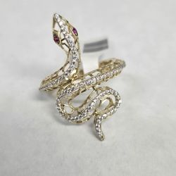 14kt Gold CZs Snake Ring 