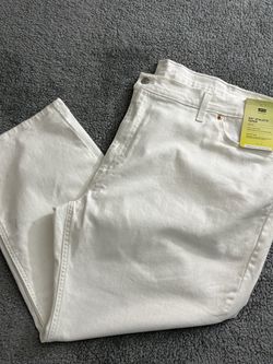 Levi's 541 Jeans Mens 54x28 White Taper Stretch Denim Big Tall NWT Flaws