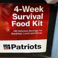 4Patriots 4-Week Emergency Food Supply Kit 160 Servings PLUS FREE 72 HOURS BAG