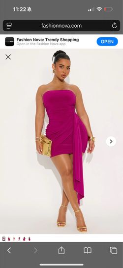 NWT Fashion Nova Stella Ruched Strapless Mini Dress with Drape Magenta XS