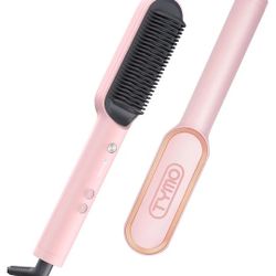 TYMO Ring Hair Straightener Brush – Hair Straightening Iron with Built-in Comb, 20s Fast Heating & 5 Temp Settings & Anti-Scald, Perfect for Professio