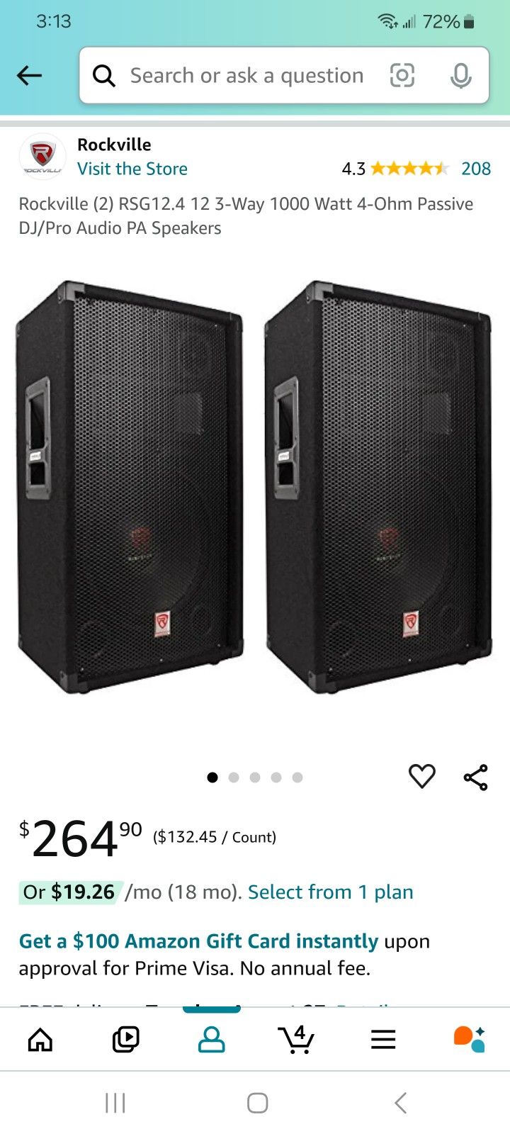 Rockville 1000 Watt DJ/Pro Audio PA Speakers