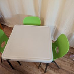 Lifetime Kids Folding Table And 3 Stacking Chairs