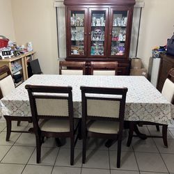 Dining Table, 6 Chairs & China Cabinet 