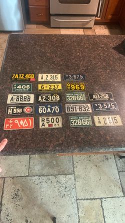 Vintage 1953-54 wheaties cereal metal bike license plates 18 total