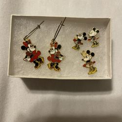 Minnie Mouse Earrings And Necklace Pendant