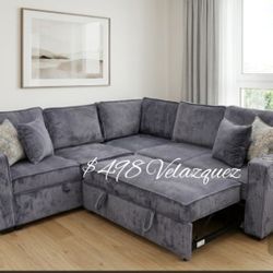 ✅️✅️3-Piece Convertible Sectional
Sleeper Sofa W/Cupholder, Sofa Storage, & USB Ports✅️