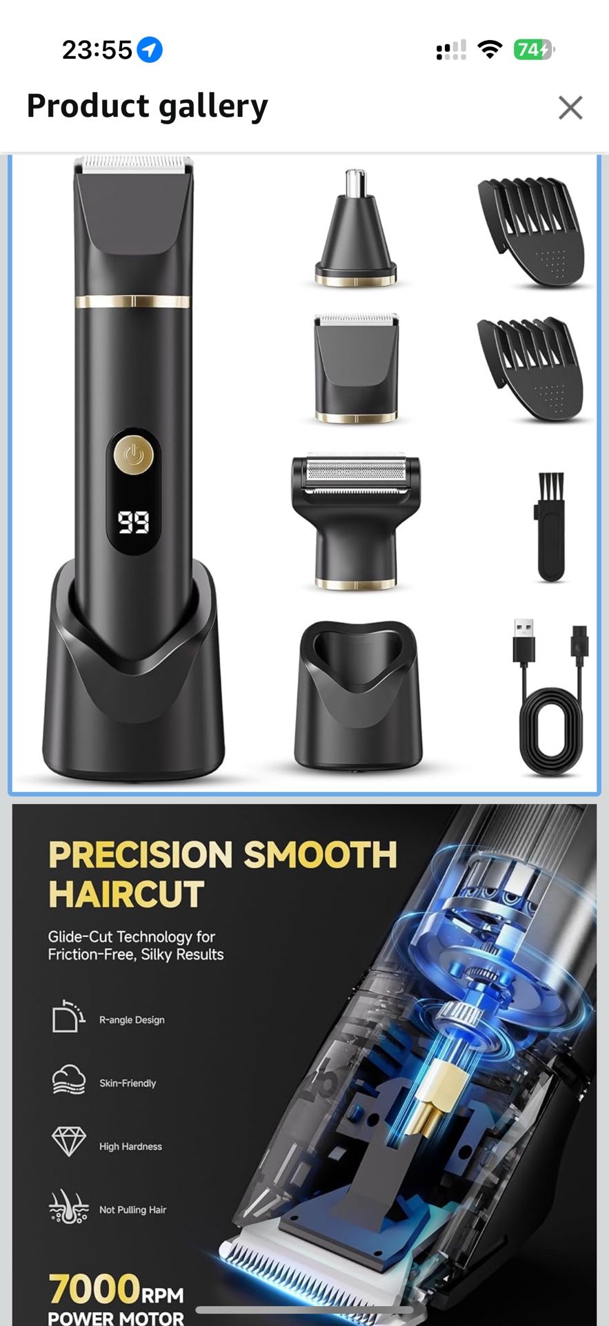 Beard Trimmer for Men, IPX7 Waterproof Body Hair Trimmer Electric Razor Shaver Body Grooming Kit Wet/Dry Use for Groin, Nose, Ear Hairs, Beard, Legs,
