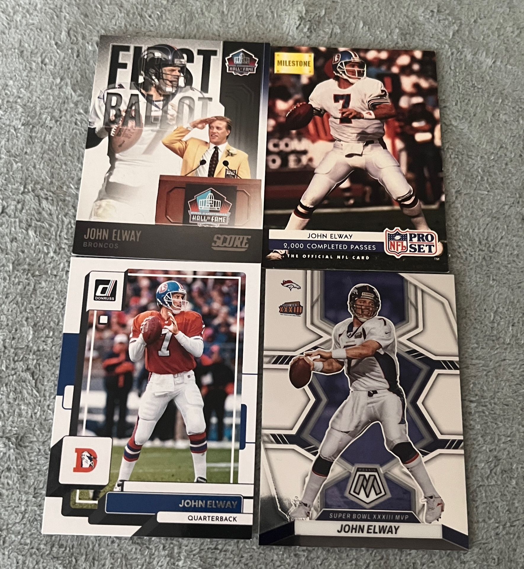 Lot of 4 John Elway Denver Broncos NFL Football Cards