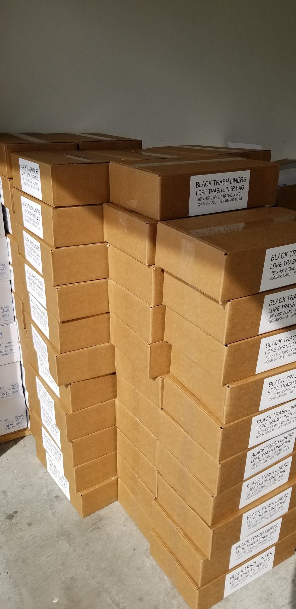 Black trash bags can liners 40/45 gallons 1.5mm