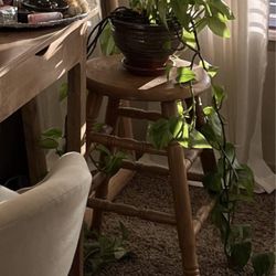 Vintage Oak Wood Stool 