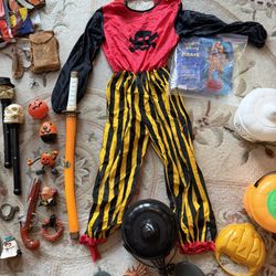 Pirate Costume Plus Assortment Of Assessories And Decoracorations