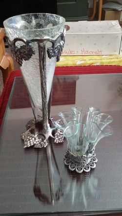 Vintage Crackled Cone Shaped Glass With Iron Stand