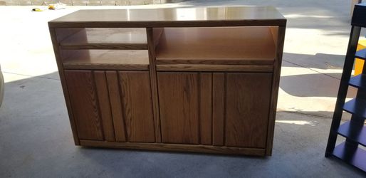 Oak Entertainment Center on wheels
