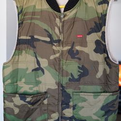 Supreme Sherpa Fleece Reversible Work Vest Woodland Camo Men's from FW16