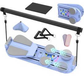 Pilates Board Pilates Reformer Set for Women, 7 in 1 Foldable Pilates Equipment with Timer, Portable Pilates Machine Kit for Home Workout, Fitness, Ex