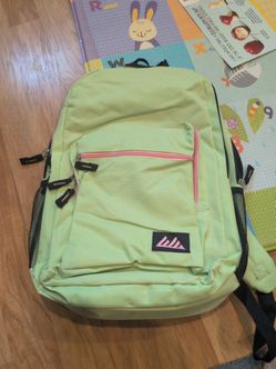 Light Green Backpack with Pink Zippers