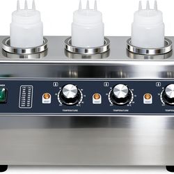 Premium Sauce Warmer - 3-Station 160W CommercialGrade Condiment Warmer #2132E K1