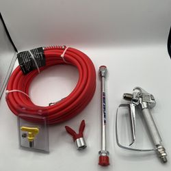 Airless Paint Spray Gun and 50' Hose, 3600PSI (red)