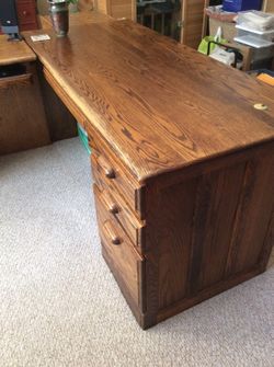 L Shape SOLID OAK desk with return