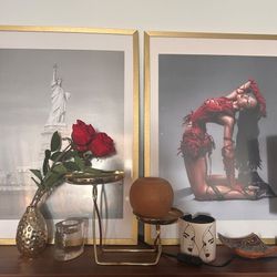 Gold Home Decor Bundle - Framed Art, Vases, Diffuser & Accessories